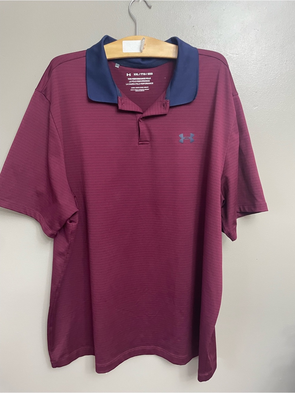 Under Armour Polo Shirt Men XXL Red/Burgundy The Performance Polo stripe